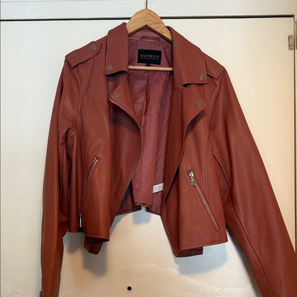 Eloquii faux leather jacket size 18-20 mauve pink color like new - Picture 2 of 6